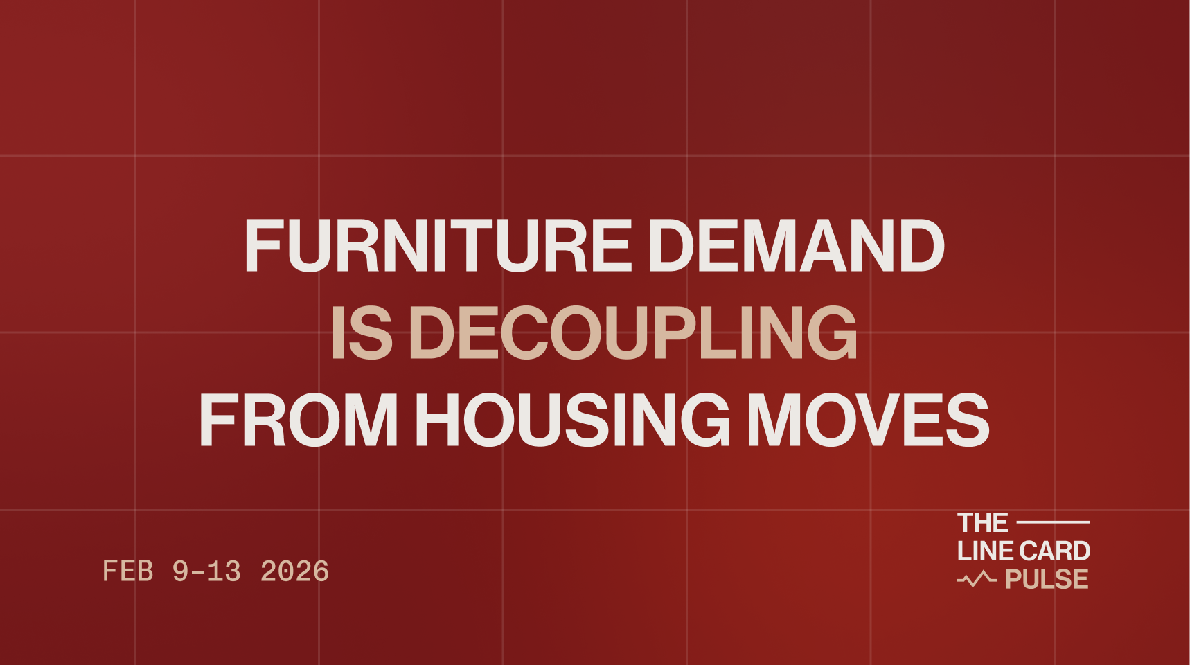 Furniture report graphic highlighting the shift from move-driven buying to incremental, room-by-room upgrades in the furniture market
