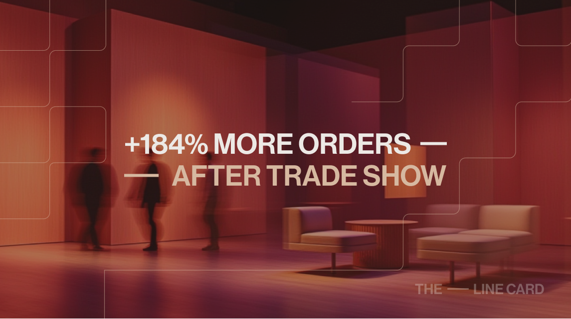 Stat graphic showing 184% increase in trade show ROI through post-show follow-up and digital engagement.